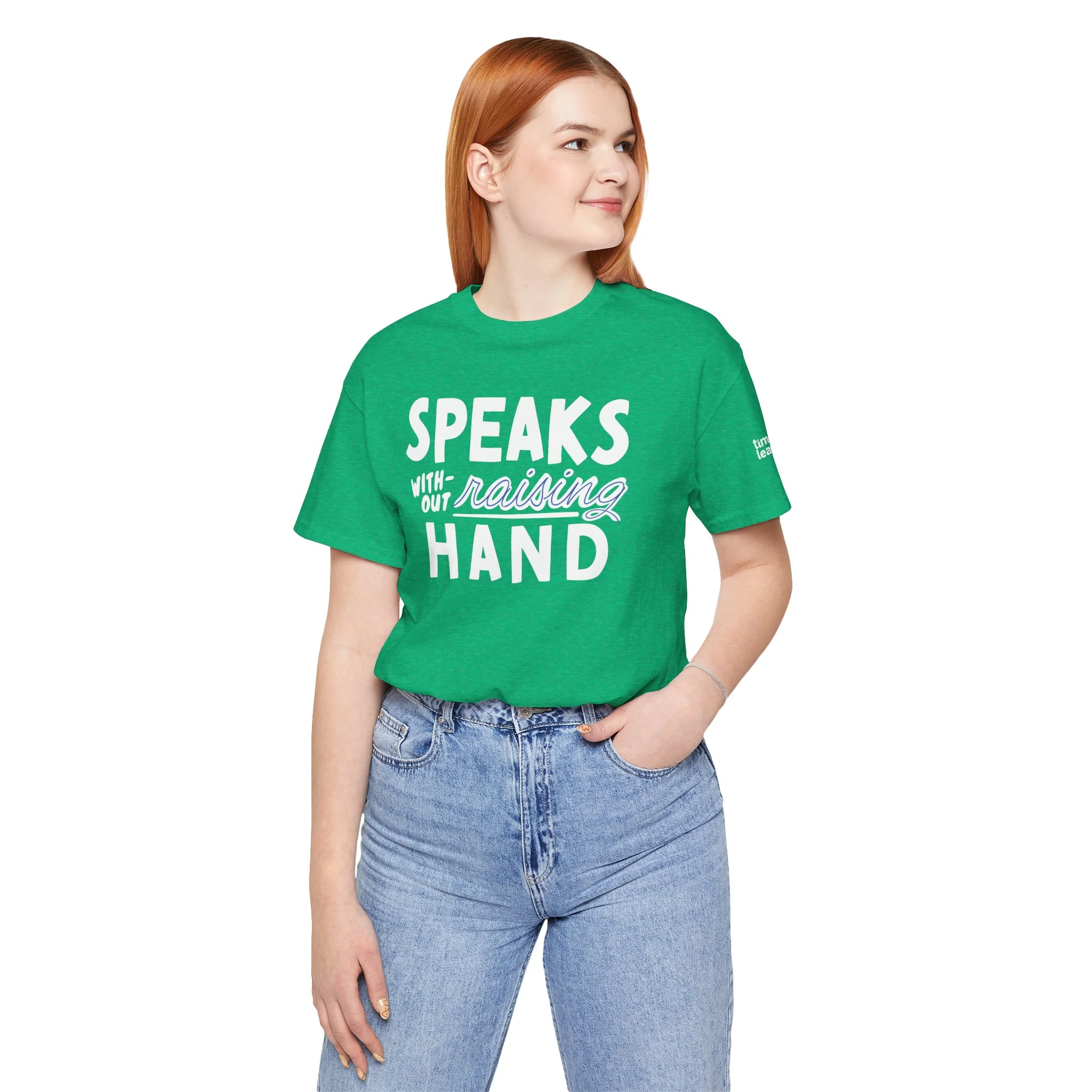 Adult Size Short Sleeve Tee | Speaks Without Raising Hand - Fun Unisex Jersey Short Sleeve Shirt, Gift for Homeschooler - Image 4