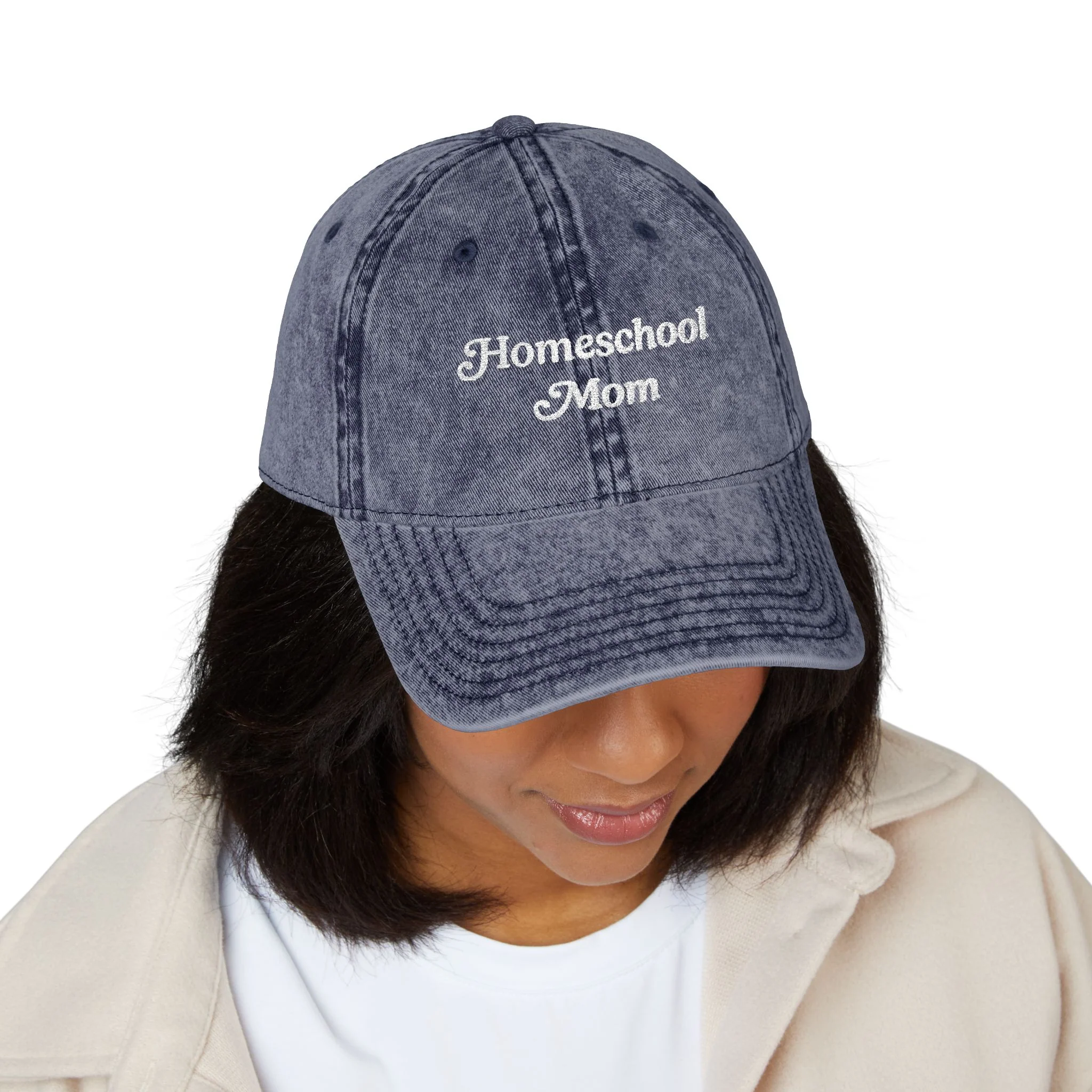 Vintage Embroidered Hat | Homeschool Mom - Casual Hat, Gift for Moms, Everyday Homeschool Wear - Image 3